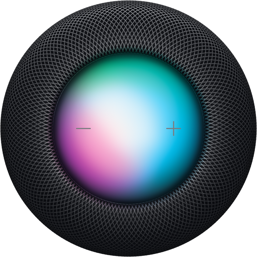 Top down view of HomePod, Siri is activated